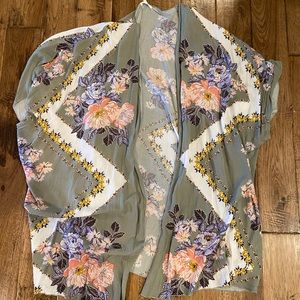 olive green and floral kimono